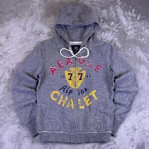 Y2K American Eagle Outfitters Alpine Chalet Zip Hoodie Size Medium